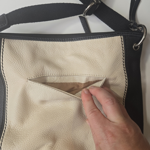 The Sak Leather Crossbody Bag — Brown Black Colorblock, Adjustable Strap - Picture 5 of 12